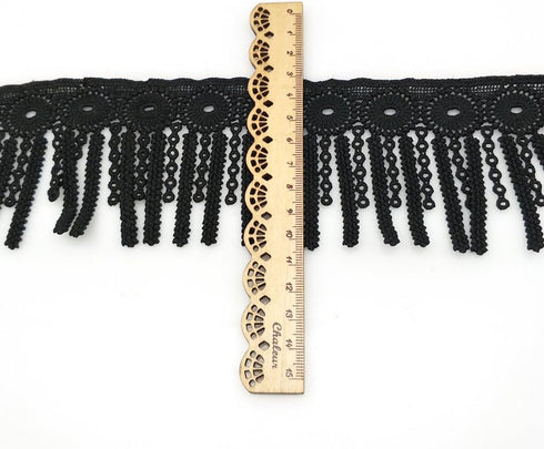 FQTANJU 5 Yards Lace Trim with Tassel, 7cm wide, Black, DIY Sewing Applique Craft...