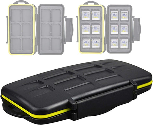 JJC MC-SD12 Water-Resistant Holder Storage Memory Card Case for 12 SD Cards (Black)...