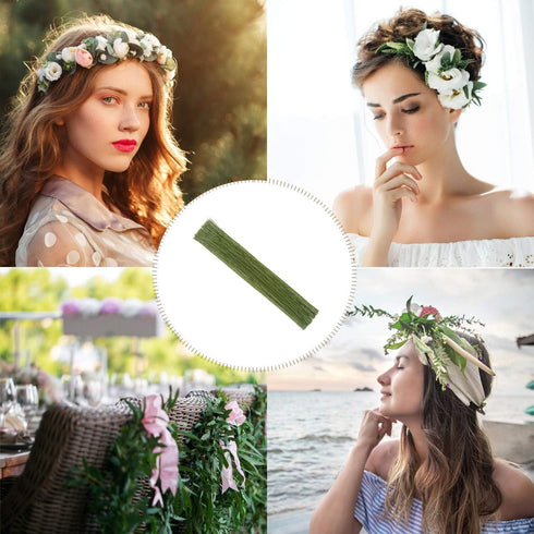 CCINEE 22 Gauge Dark Green Floral Wire Stem for Flower Arrangement Craft Supply,16 Inch,150PCS...