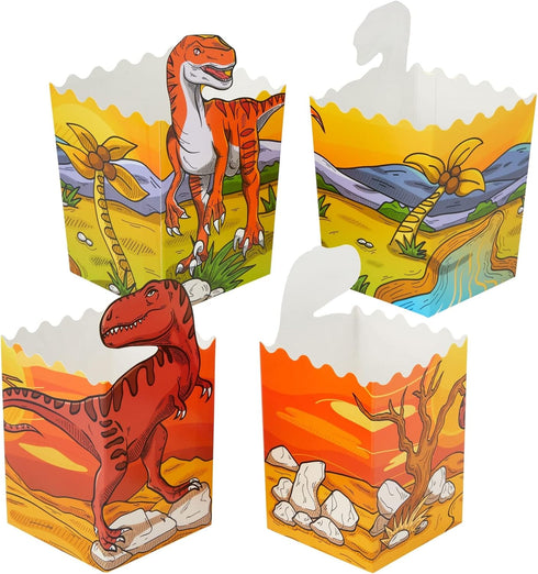 BLUE PANDA Bulk Dinosaur Popcorn Boxes & Bags for Candy, Snacks, and Kid's Birthday Party Supplies - 60-Pack Dino-Themed Popcorn Bags (4 Designs)...