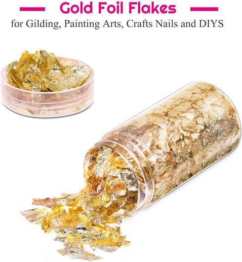Gold Flakes for Resin, Paxcoo 15 Grams Gold Foil for Nails, Gold Foil Flakes Imitation Gold Leaf for Jewelry Resin, Nails and Jewelry Making...