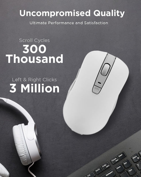 Lenovo Bluetooth Silent Mouse (WL300) - 5 Button Computer Mouse with Silent Left & Right Click – Sculpted Grip, Microsoft Swift Pair, Up to 1600 D...