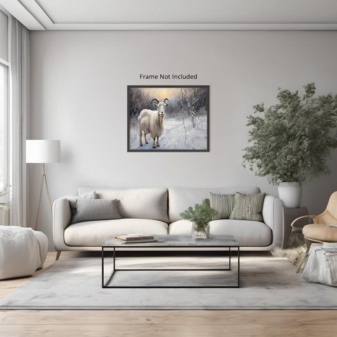 Posterizer 1 pcs-goat in snowy winter nature-oil painting style 4-Art for Animal Lovers-Landscape & Nature Art-Decor for Home & Office- unframed w...