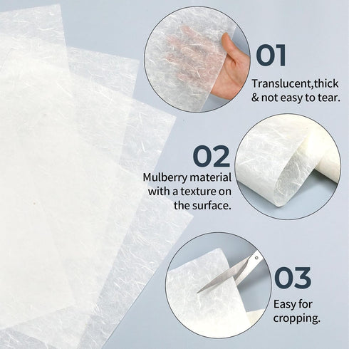 50/100 Sheets A4 Mulberry Paper Sheets Natural Fiber Rice Paper,8.3x11.7in Natural Decoupage Tissue Paper For Writing Painting, Decorative Paper, ...