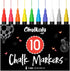 Extra Fine Tip Liquid Chalk Markers (10 Pack) with Gold & Silver - Erasable Dry Erase Marker Pens for Blackboard, Windows, Chalkboard Signs, Bistr...