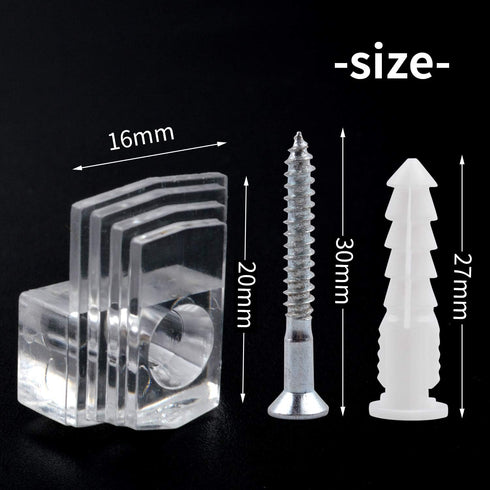 Mirror Hanging Kit, 20 Pieces Clear Plastic Mirror Holder Clips with Mounting Screws and Rawl Plugs...