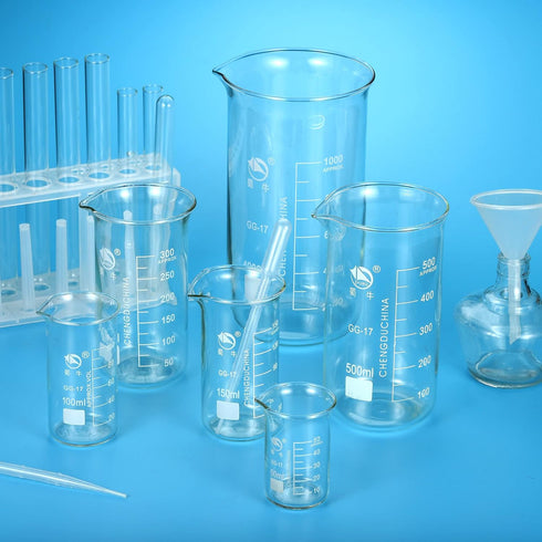 PATIKIL 500ml Tall Form Glass Beaker, 3.3 Borosilicate Glass Graduated Printed Scale Measuring Cups with Spout for Kitchen Lab Liquids Transit Boi...