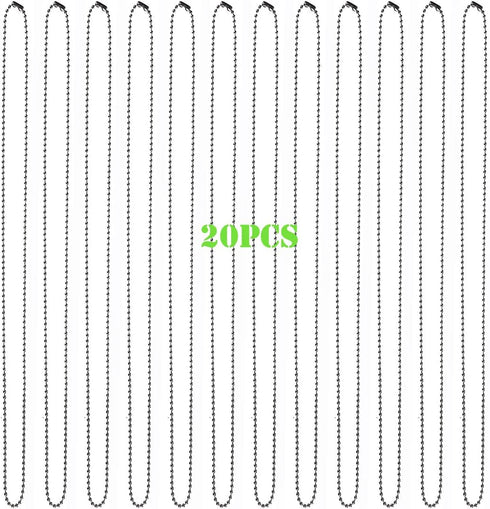 CCINEE 20pcs 23.6" Nickel-Free Plated Ball Chain Necklace Adjustable Antiqued Metal Bead Steel Chain Matching Connectors with 20pcs Clasps for Jew...