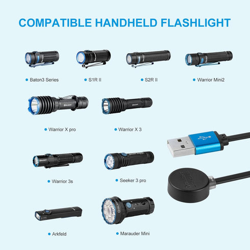 OLIGHT MCC 3 Charger in Balck Upgraded Smart Magnetic Charging Cable Only Suitable for Odin/Odin Mini/PL-Pro/Baton3 Series/Warrior Mini2/Perun 2/S...