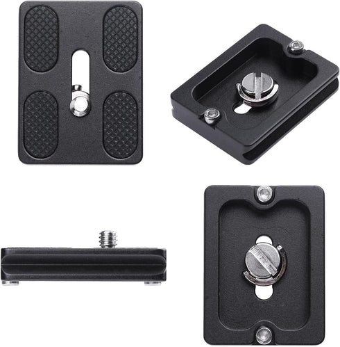 2 PCS Camera PU50 Quick Release Plate with 1/4'' Screw, Aluminum Alloy Universal 38mm Camera Plates Mount for Arca Swiss Clamp Ball Head Gimbals T...