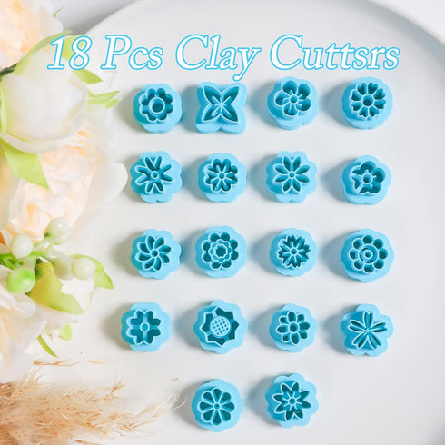 Mini Polymer Clay Cutters - 18 Pcs Clay Cutters for Polymer Clay Jewelry, Daisy Flower Polymer Clay Jewelry Cutters, Small Stud Earrings Polymer C...