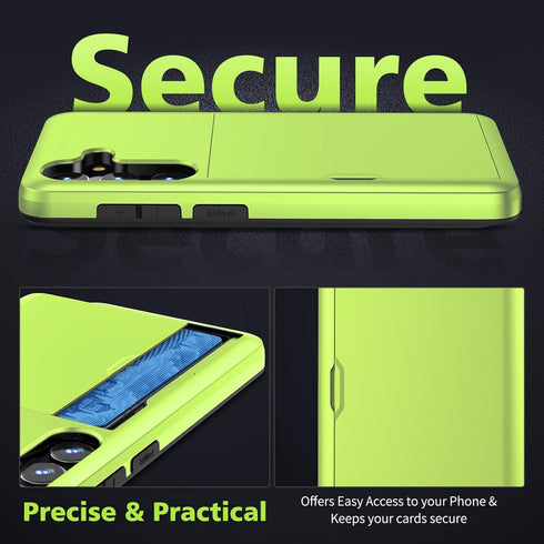 Jiunai for Samsung S24 Case with Card Holder 2024, Dual Layer Protective Shockproof Pocket Credit Card License Rugged Sturdy Shell TPU Edge Slide ...