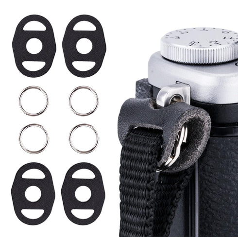 2 Pairs Camera Strap Eyelet Split O Ring & Leather Cover Piece for Leica Q3 A6700 A6600 A6500 A6400 A6300 A6100 A6000 A7RIV A7RIII A7II A7S A9 X-E...