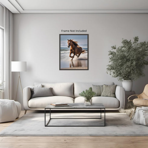 Posterizer 1 pcs- beautiful running horse in the beach-Art for Animal Lovers-Gift for Art Lovers-Living Room Bedroom Decor- unframed wall art...