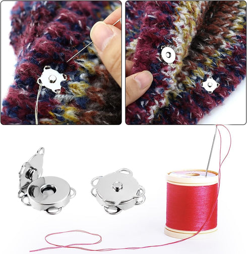 20 Sets Plum Magnetic Snaps Buttons for Sewing Supplies 15mm Purse Snap Clasps Button for Sewing, Craft, Bags, Clothes, Leather (Silver)...