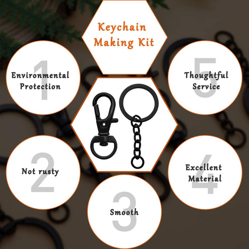 150Pcs Black Swivel Snap Hook Set,Swivel Clasp Keychain Hook Lobster Clasp Split Key Rings with Chain and Jump Rings Bulk for Keychain Lanyard,Jew...