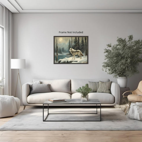 Posterizer 1 pcs-gray wolf in snowy wintery nature-oil painting style -4-Art for Animal Lovers-Landscape & Nature Art-Decor for Home & Office- unf...