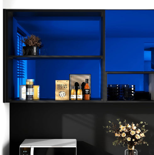 WESTICK Blue Mirror Sticker Sheet Self Adhesive Mirror Wallpaper Peel and Stick Wall Sticker Mirror Contact Paper for Bedroom Kitchen Cabinets App...