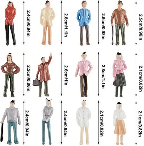 Gejoy 100 Pieces Miniature People Figurines 1:75 Scale Model Trains Architectural Plastic Mini Tiny People Sitting and Standing for Diorama...