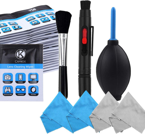 Camera Lens Cleaning Kit - Air Blower, Cleaning Brush, 2in1 Lens Cleaning Pen, 50 Individually Wrapped Wet Tissues and 4 Microfiber Cloths......