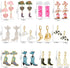 12 Pairs Beaded Cowboy Earrings for Women Pendant Rhinestone Enamel Boot Hat Drop Dangle Earrings...