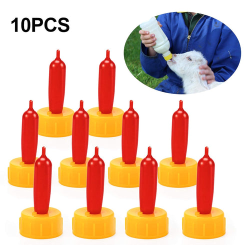 PAGOW 10PCS Nipple for Goats, Small Animal Milk Drink Nipple, Soft Rubber Pacifier for Nursing Lambs and Goat Kids...