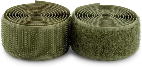 1 Inch Wide Olive Drab Sew on Hook and Loop Tape Non-Adhesive 1 Yd Length Green Nylon Hook Loop Tape Fabric Fastener Set for Military Form Bags Cl...