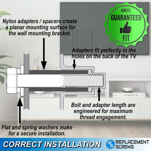 ReplacementScrews Wall Mount Screws Compatible with Samsung UN50NU6900 (UN50NU6900FXZA)...