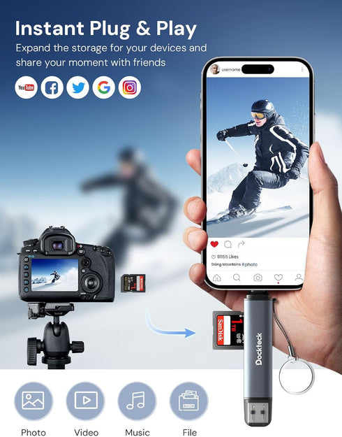 Dockteck SD Card Reader, 5G Super Speed USB3.0 SD/TF Card Reader, 3-Slot USB A/C to SD/Micro SD/USB A Memory Card Reader for UHS-I SD/Micro SD/SDH...