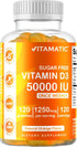 Vitamatic Sugar Free Vitamin D3 50,000 IU Weekly Supplement - 120 Pectin Based Gummies - Vitamin D Capsules for Bones, Teeth, and Immune Support (...