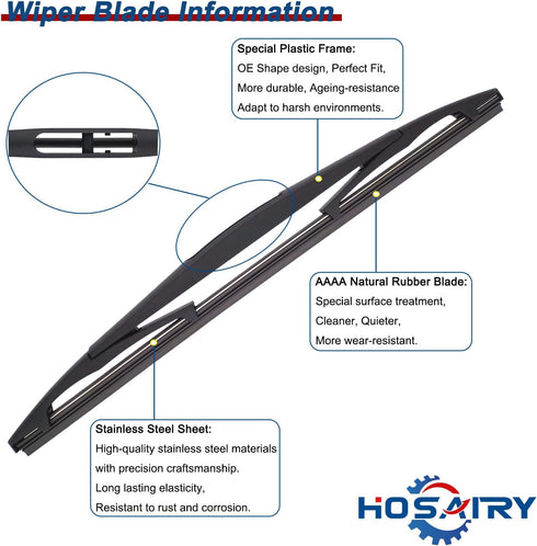 Rear Windshield Wiper Blade for Jeep Wrangler 2007-2017, for Buick Enclave 2008-2017 Escalade/Escalade ESV 2007-2014, for Chevy Suburban 1500 2500...