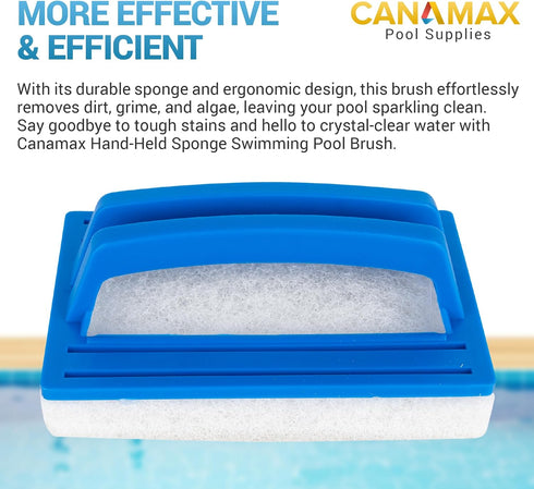 Canamax Ultra Durable Hand-Held Sponge Swimming Pool Scrub Brush - Pack of 2 Pool Scrubber - Ideal for Pool Tile & Grout, Walls, Vinyl Liners, Spa...