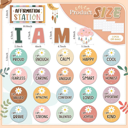 Frienda Boho Affirmation Station Bulletin Board Set Motivational Posters Classroom Mirror Growth Mindset Decor Positive Affirmations Accents Cutou...