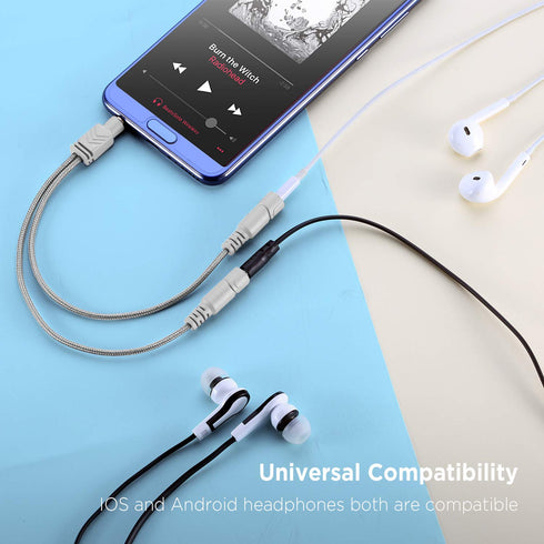 DUKABEL Headphone Splitter, AUX Splitter Cable for Headset Knitted 3.5mm Splitter 2-Way Audio Splitter Stereo Audio Y Cable Produces Equal Audio O...