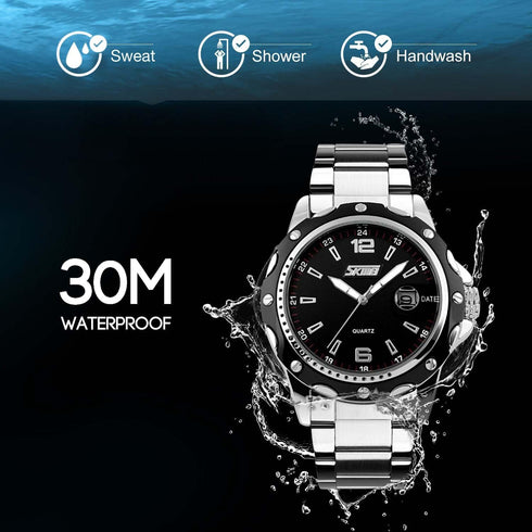 cofuo Mens Stainless Steel Band Analog Quartz Watch Dress Wrist Unique Luxury Business Work Casual Waterproof Watches Classic Calendar Date Window...