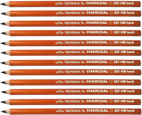 General 11000734 Charcoal Pencils, Black, HB12 Pieces...