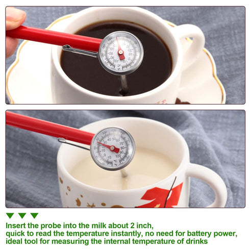 Frienda 3 Pcs Instant Read 1 Inch Dial Thermometer Pocket Food Thermometer with 3 Pcs Calibration Sleeves for Coffee Drinks Chocolate Milk Foam...
