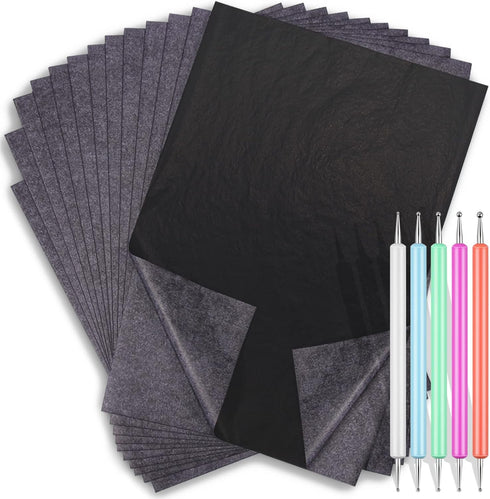 Carbon Transfer Copy Paper with Embossing Stylus Tool for Tracing, Cridoz 30 Sheets Graphite Transfer Tracing Paper with 5 Pcs Embossing Dot Tools...