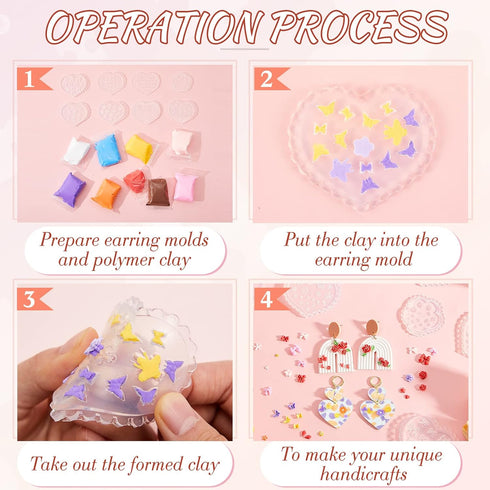 Zeyune 16 Pcs Small Flower Polymer Clay Molds Mini Flower and Leaf Polymer Clay Molds for Jewelry Making Rose Daisy Silicone Molds Earring Clay Cu...