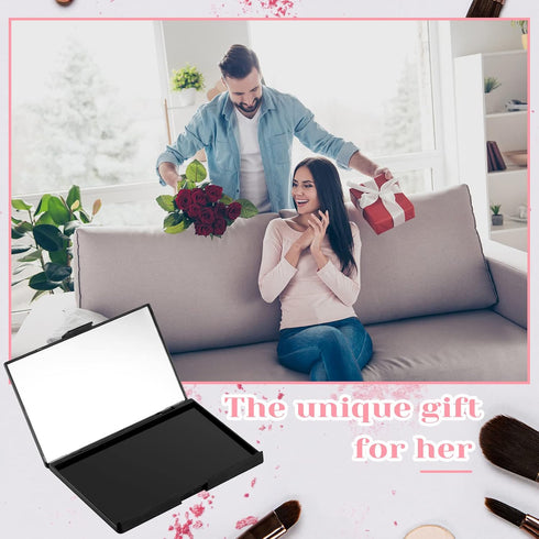 2 Pcs Makeup Plastic Magnetic Palette Magnetic Eyeshadow Palette Empty Cream Blush Palette with Mirror and 30 Round Adhesive Metal Stickers for Ey...