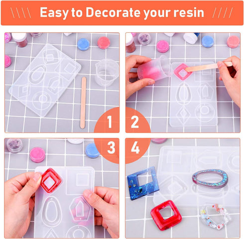 Resin Molds for Jewelry, Paxcoo 678pcs Earring Making Kit with 28pcs Epoxy Molds and 650pcs Earring Hooks, Jump Rings for Pendants, Resin Crafts, ...