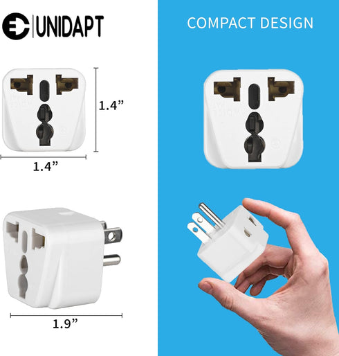 UK to US Travel Adapter, India to US Plug Adapter, Unidapt Adapters for USA, 2-pack, Plug Converter, USA travel adapter, EU to US with Dual Inputs...