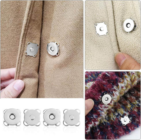 20 Sets Plum Magnetic Snaps Buttons for Sewing Supplies 15mm Purse Snap Clasps Button for Sewing, Craft, Bags, Clothes, Leather (Silver)...