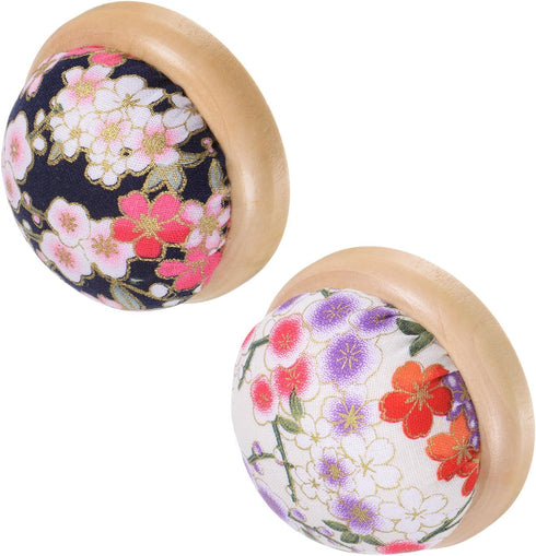 HARFINGTON 2pcs Pin Cushion Wooden Base Japanese Style Round Pincushion Needle Holder for Sewing Quilting Needlework DIY Crafts...