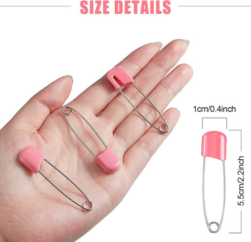 50 Pieces Diaper Pins Safety 2.2 Inch Plastic Head Cloth Diaper Nappy Pins with Locking Closures Stainless Steel with Velvet Bag(Pink)...