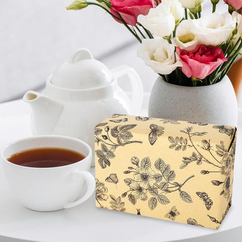 AnyDesign 12 Sheets Floral Kraft Wrapping Paper Spring Flower Butterfly Gift Wrap Paper Bulk Folded Flat 4 Designs Brown DIY Craft Art Paper for P...