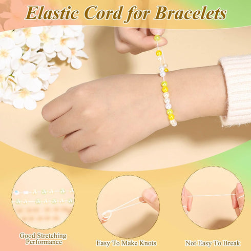PAXCOO 2 Pack Elastic String for Bracelets, Stretch Magic Elastic String Bead Cord Jewelry Thread for Friendship Bracelet, Necklaces, Clay Beads, ...