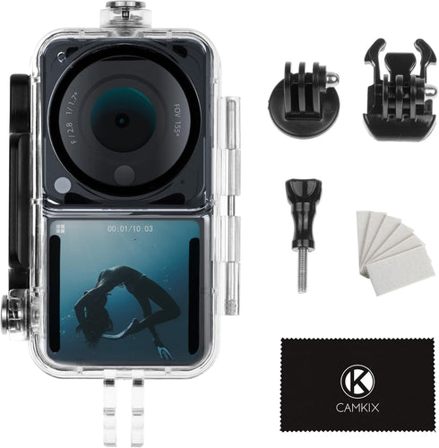 Camkix Waterproof Case Compatible with DJI Action 2 Power Combo or DJI Action 2 Dual-Screen Combo -Transparent - Protects Up to 147ft/45M Underwat...