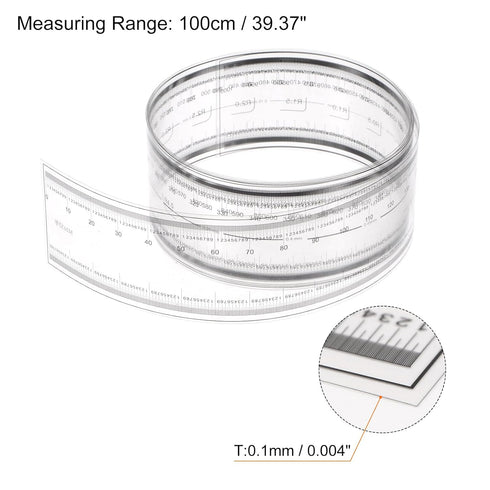 Film Flexible Ruler 100cm 0.1mm Scale with R Angle & Width Lines PET Plastic Folding Straight Ruler Calibration Soft Ruler Measuring Tool for Fact...