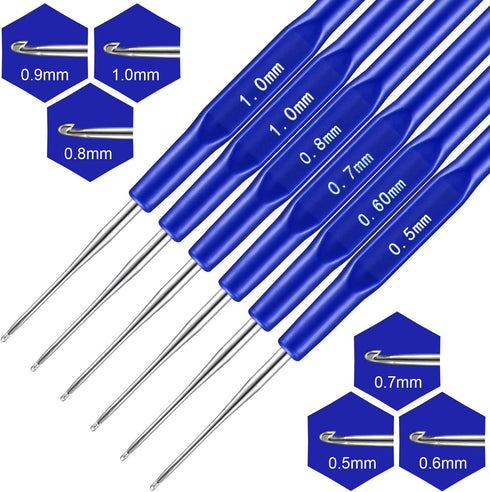 WILLBOND 14 Pcs Dreadlock Crochet Hook Set Include 6 Dreadlocks Crochet Needle 2 Hair Locking Tools 6 Hooks 0.5 mm 0.75 mm Needle Weaving, 1/2/3 H...